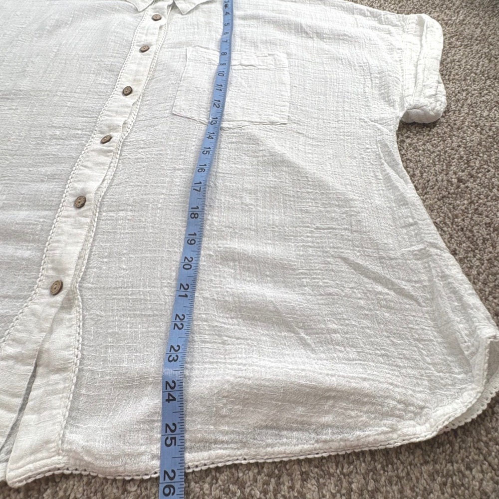 Sundance Gauze Button Down Shirt Womens SM Ivory Boxy Boho Oversized Beach - Picture 8 of 10